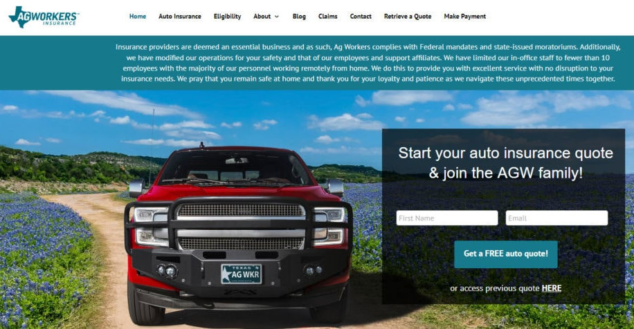 Agricultural Workers Auto Insurance Home Page