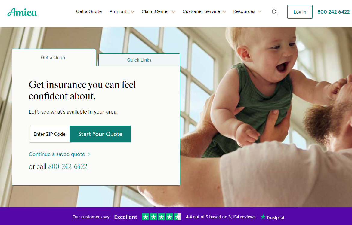 Amica Site Screenshot: Best Tampa, Florida Auto Insurance