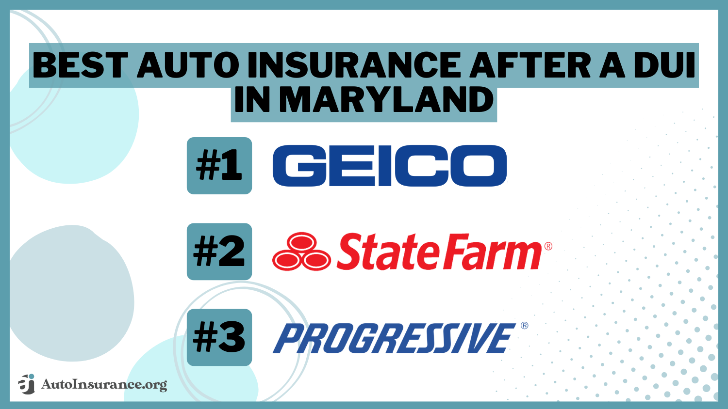 Best Auto Insurance After a DUI in Maryland: Geico, State Farm, and Progressive