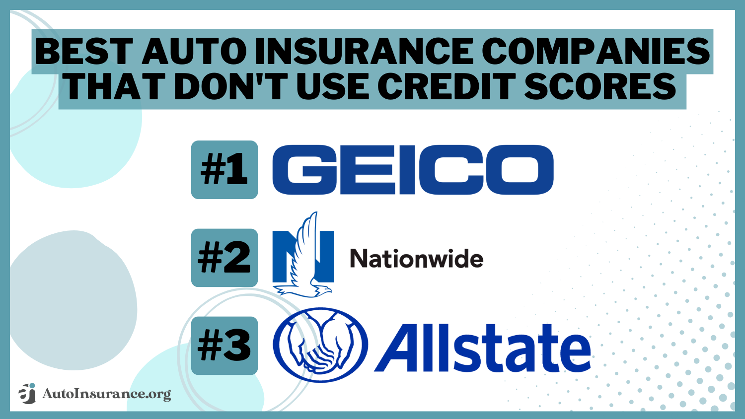 Geico nationwide Allstate Best Auto Insurance Companies That Don't Use Credit Scores