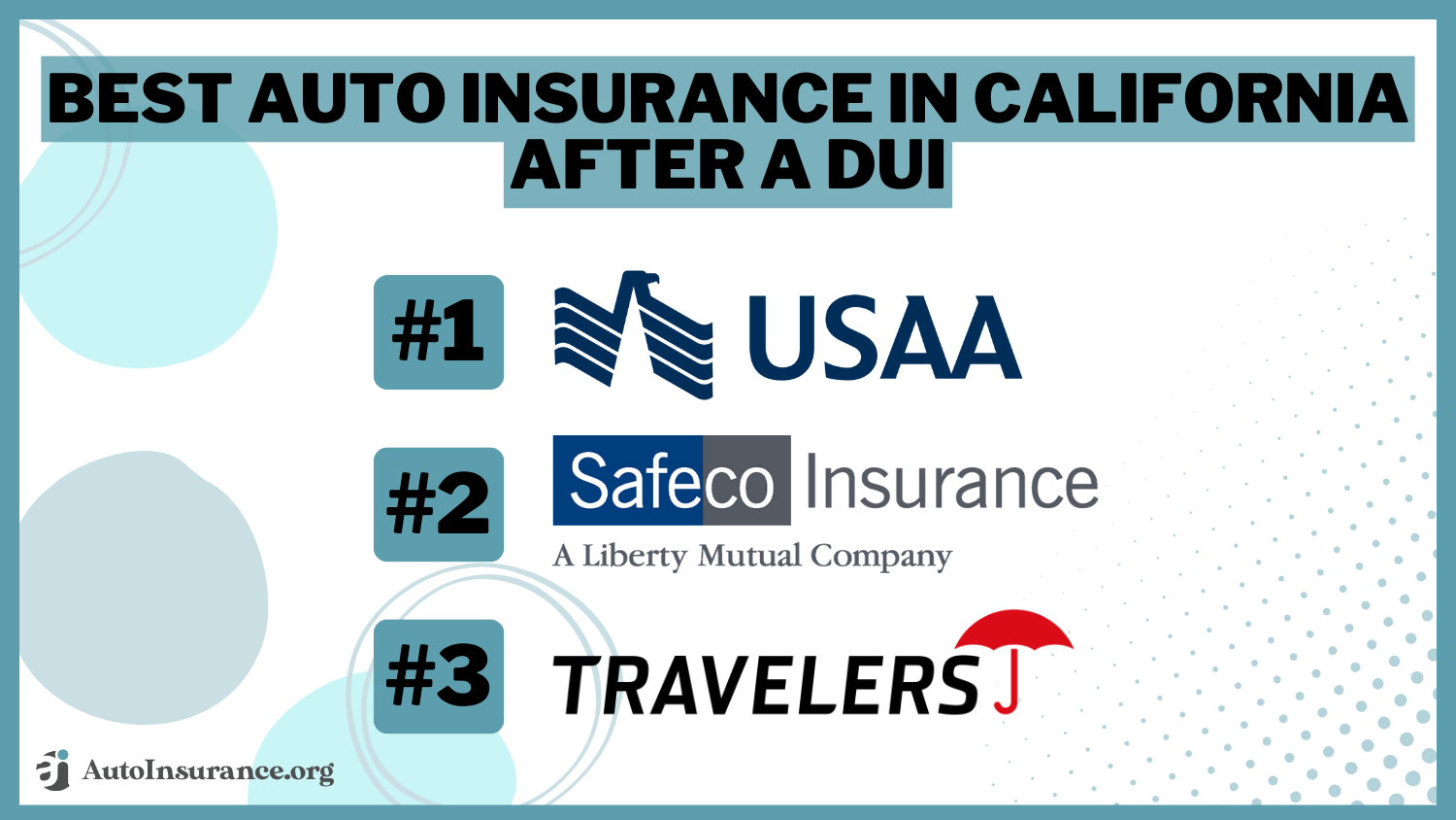 Best Auto Insurance in California After a DUI: USAA, Safeco, Travelers