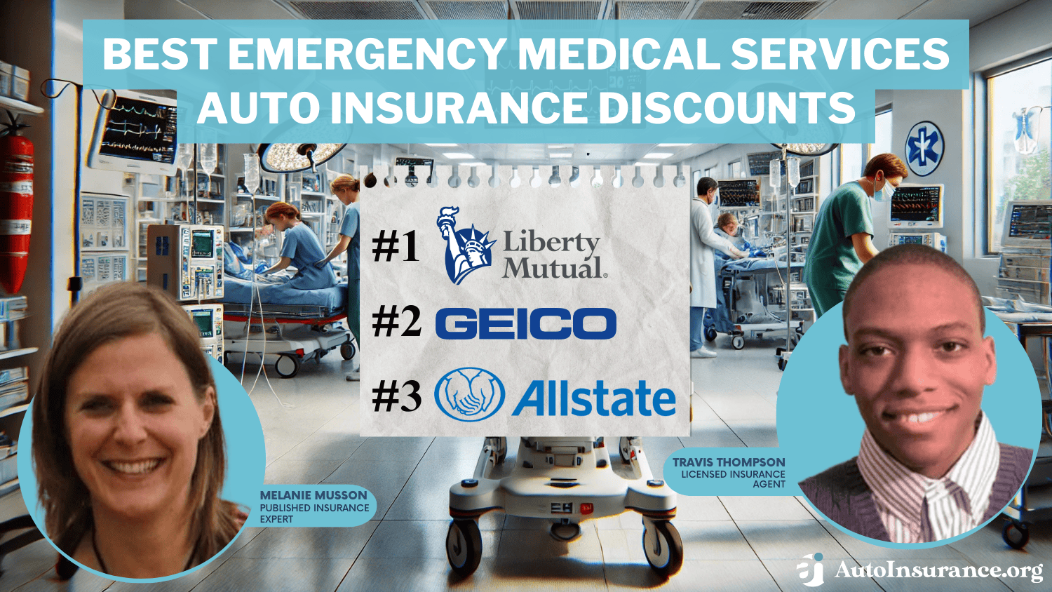 Best Emergency Medical service auto insurance discount: libewrty mutual, geico, allstate