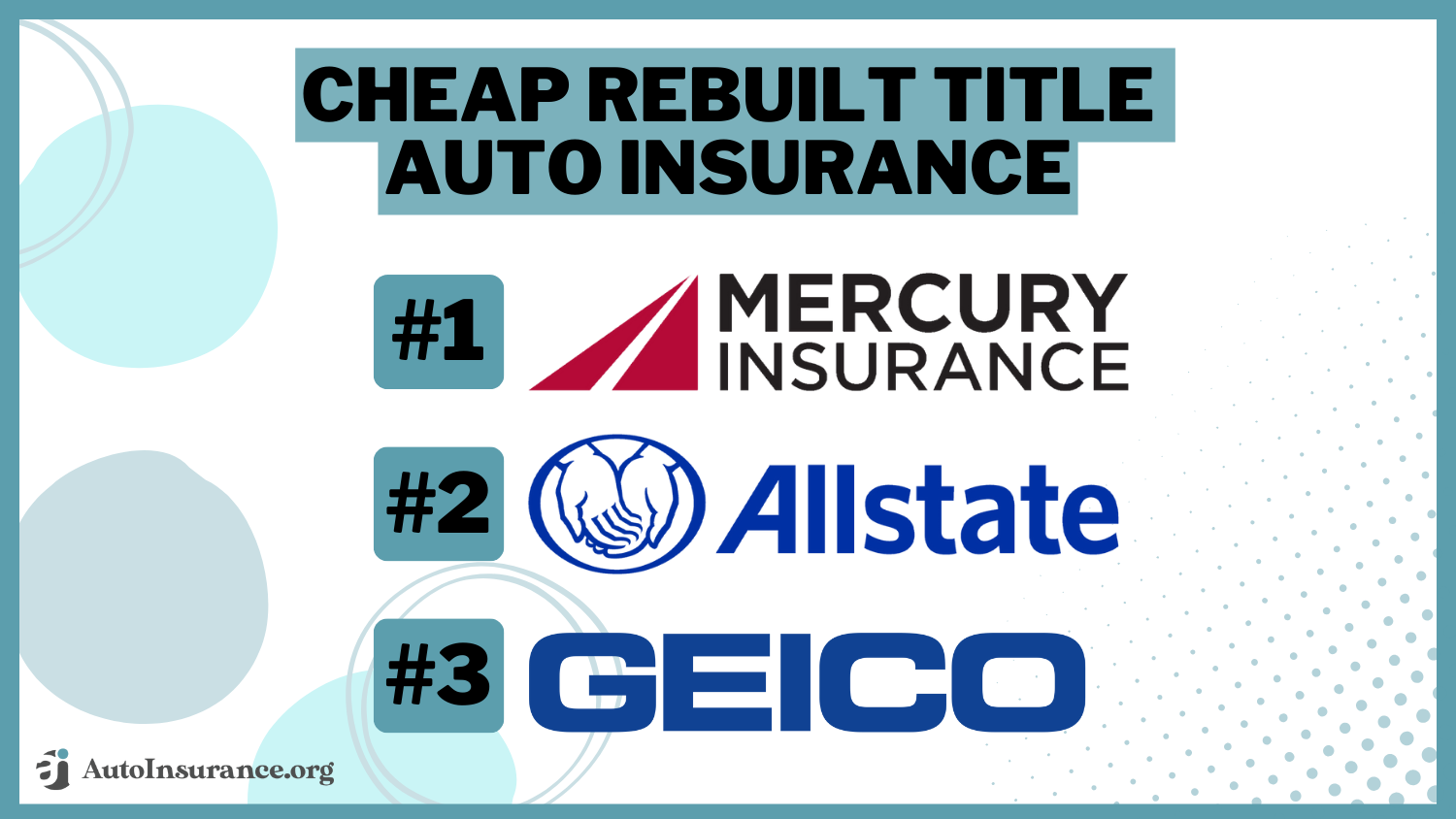 Mercury Allstate Geico cheap rebuilt title auto insurance