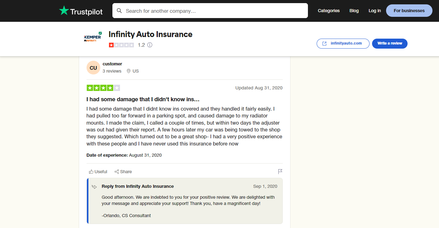 Infinity Auto Insurance Review: Infinity review