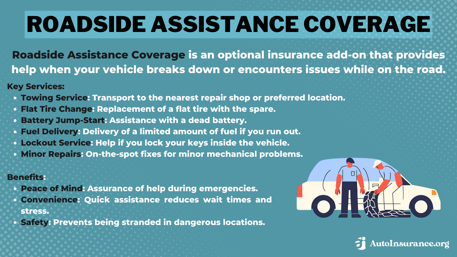 Do you need auto insurance to be towed?: Roadside assistance coverage definition card