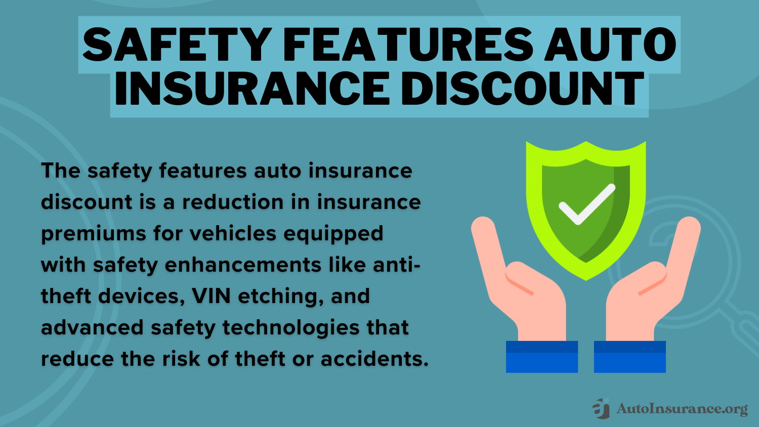 Auto Insurance Discounts to Ask for: Safety Features Auto Insurance Discount Definition Card