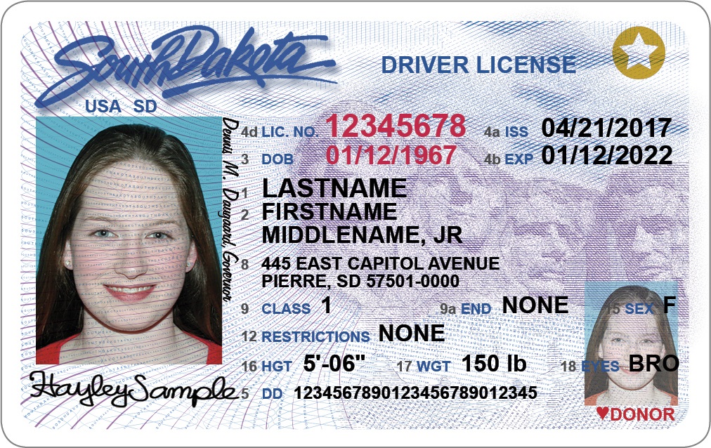 South Dakota REAL ID. From the South Dakota government site.