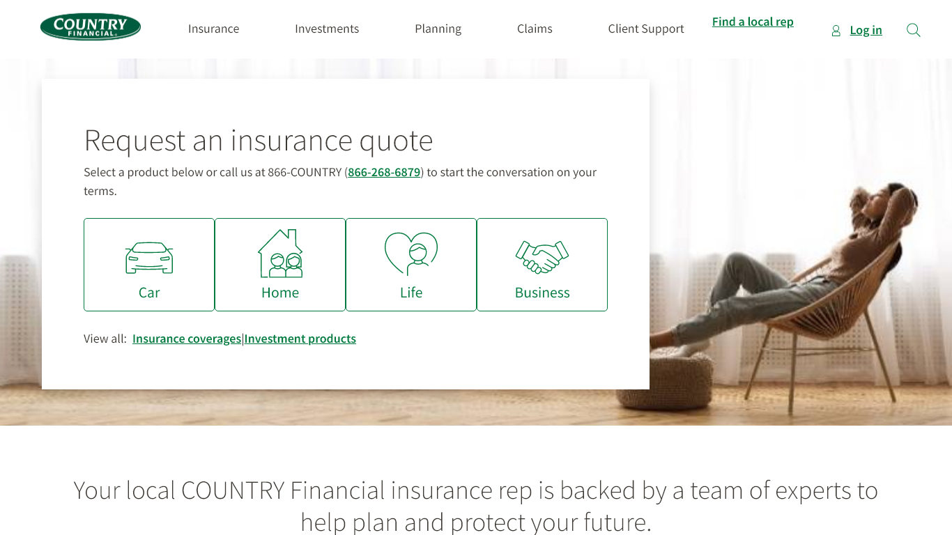 Country Financial Auto Insurance Review: Site Screenshot