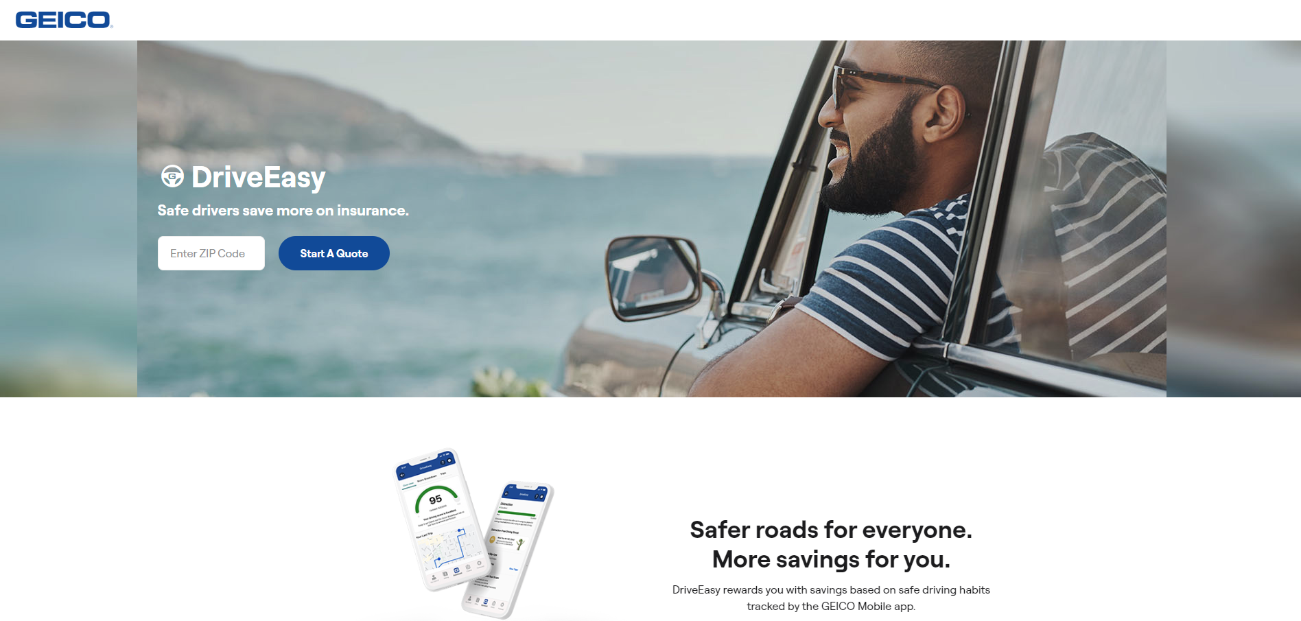 Geico Auto Insurance Review: Geico DriveEasy Site Screenshot