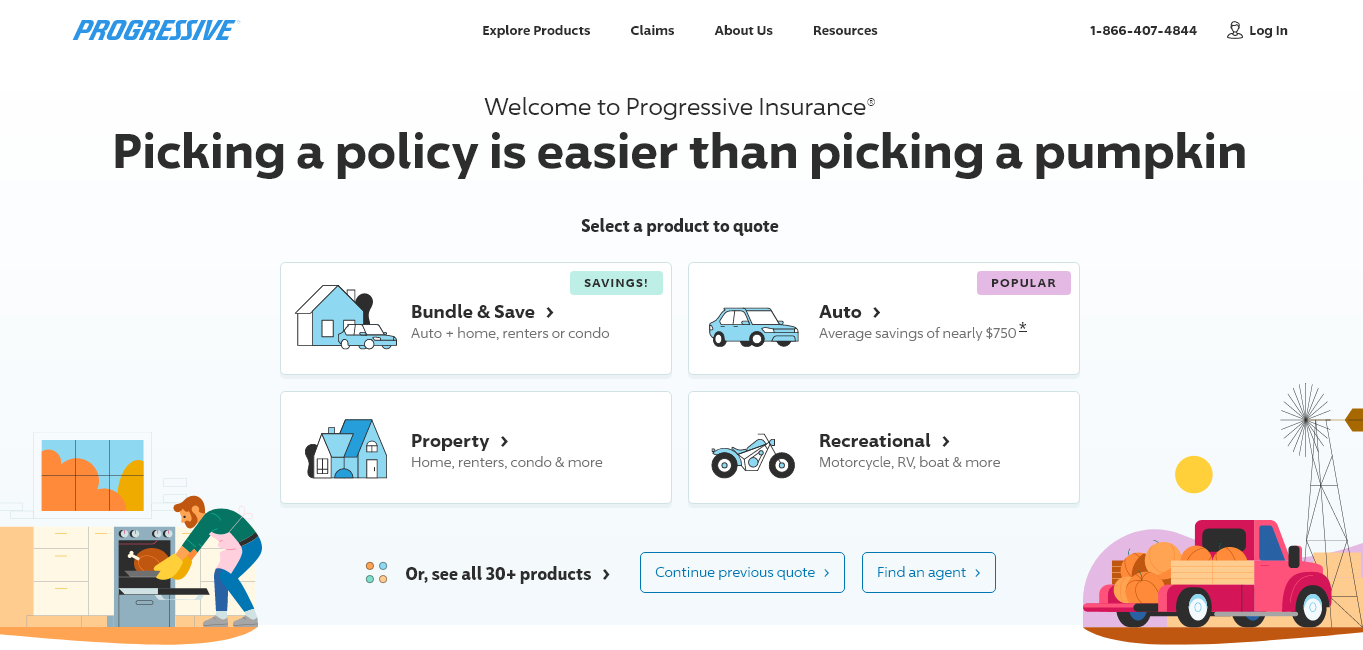 Progressive Site Screenshot: Best Delivery Driver Auto Insurance