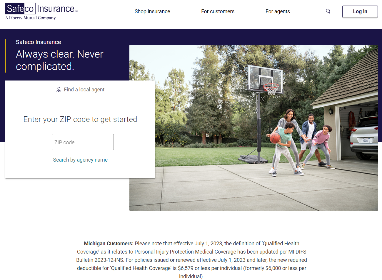 Safeco Site Screenshot: Best Auto Insurance for Families