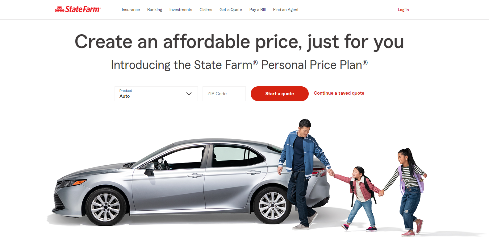 Geico vs. State Farm Auto Insurance: State Farm Site Screenshot