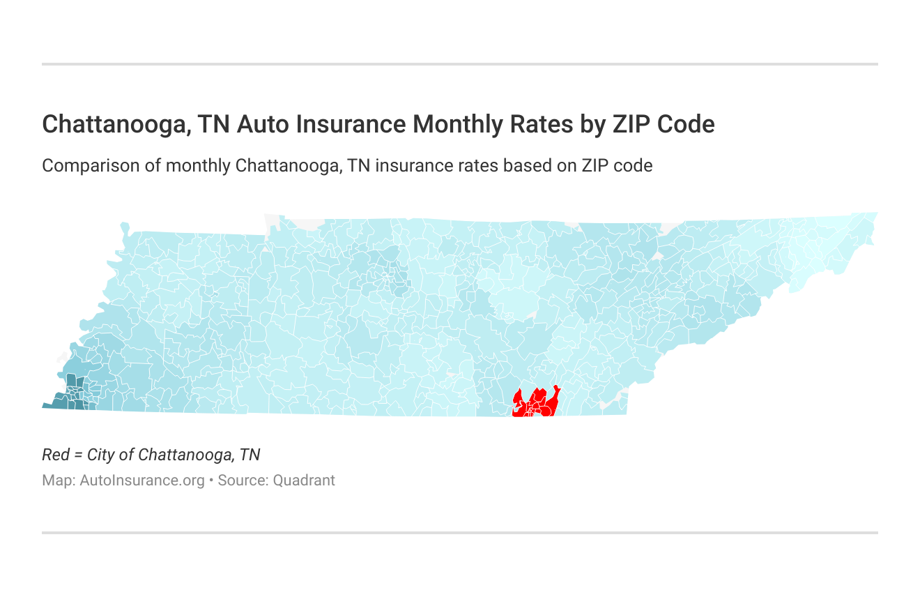 Chattanooga, TN Auto Insurance Monthly Rates by ZIP Code