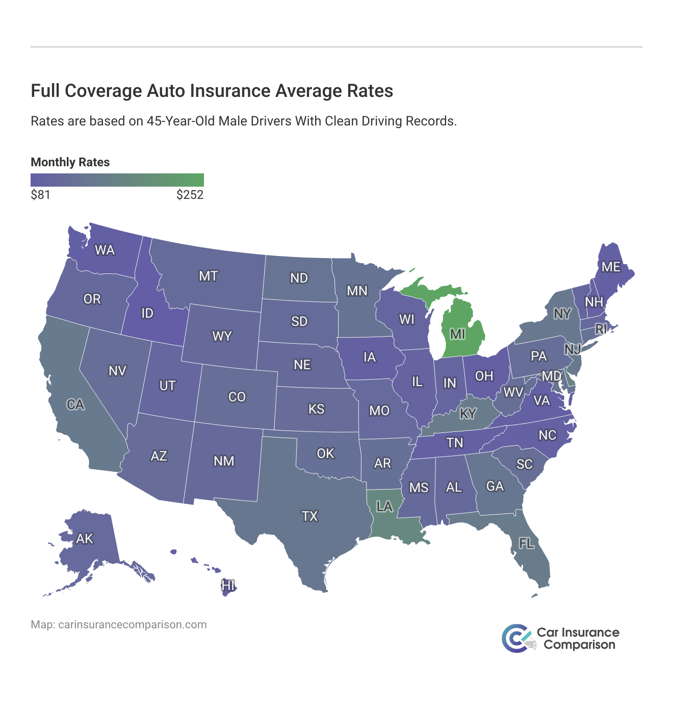 <h3>Full Coverage Auto Insurance Average Rates</h3>