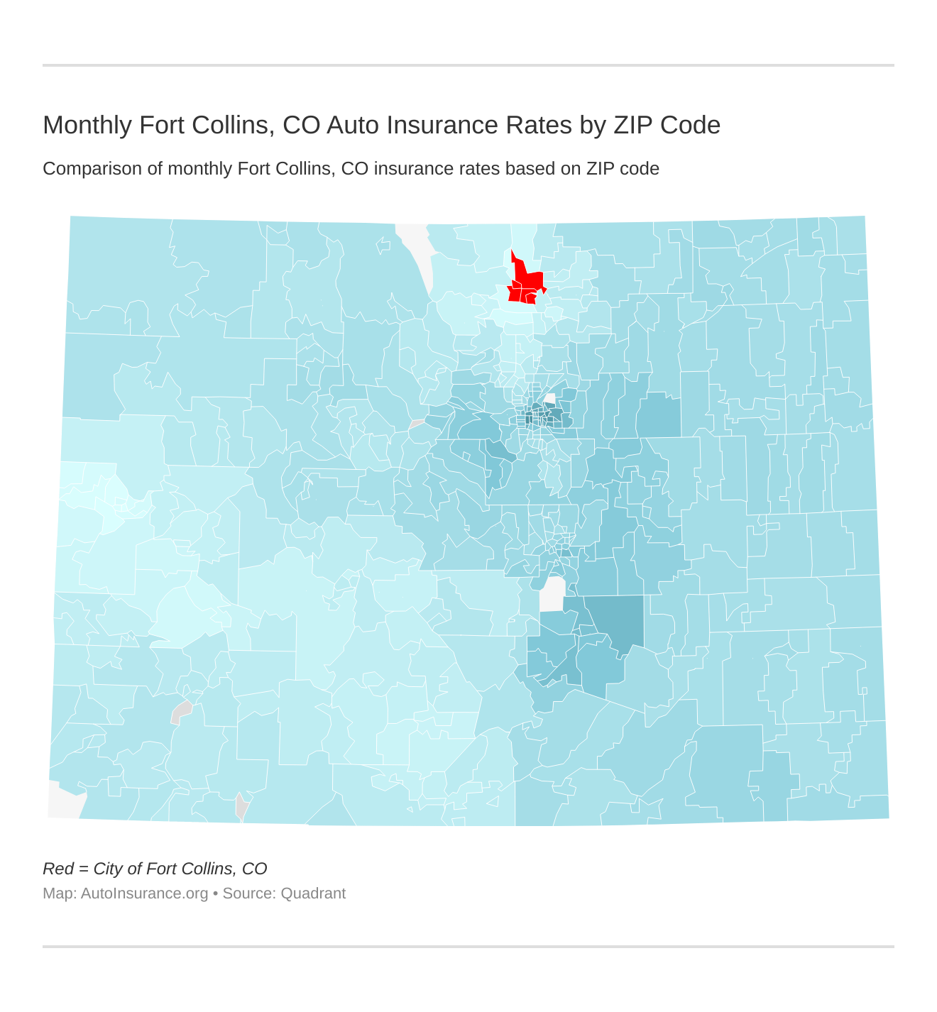 Monthly Fort Collins, CO Auto Insurance Rates by ZIP Code