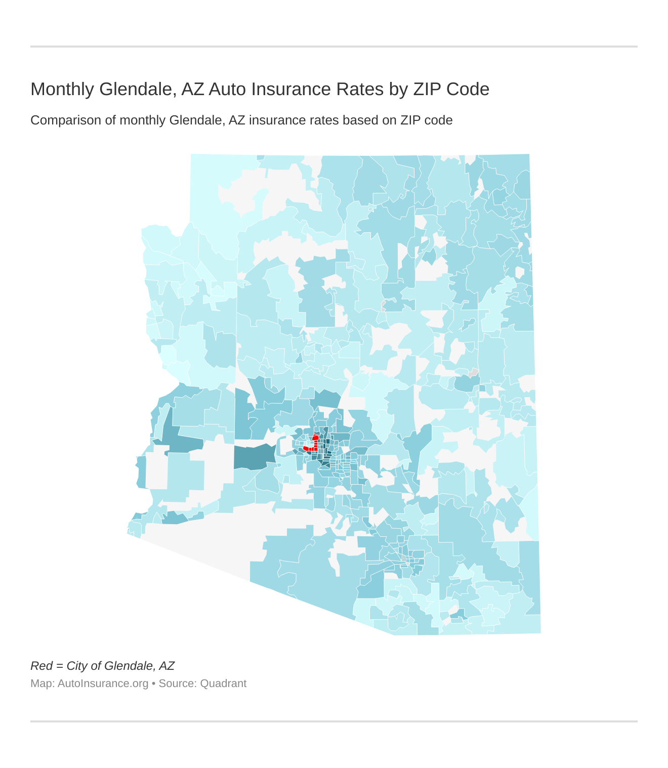 Monthly Glendale, AZ Auto Insurance Rates by ZIP Code