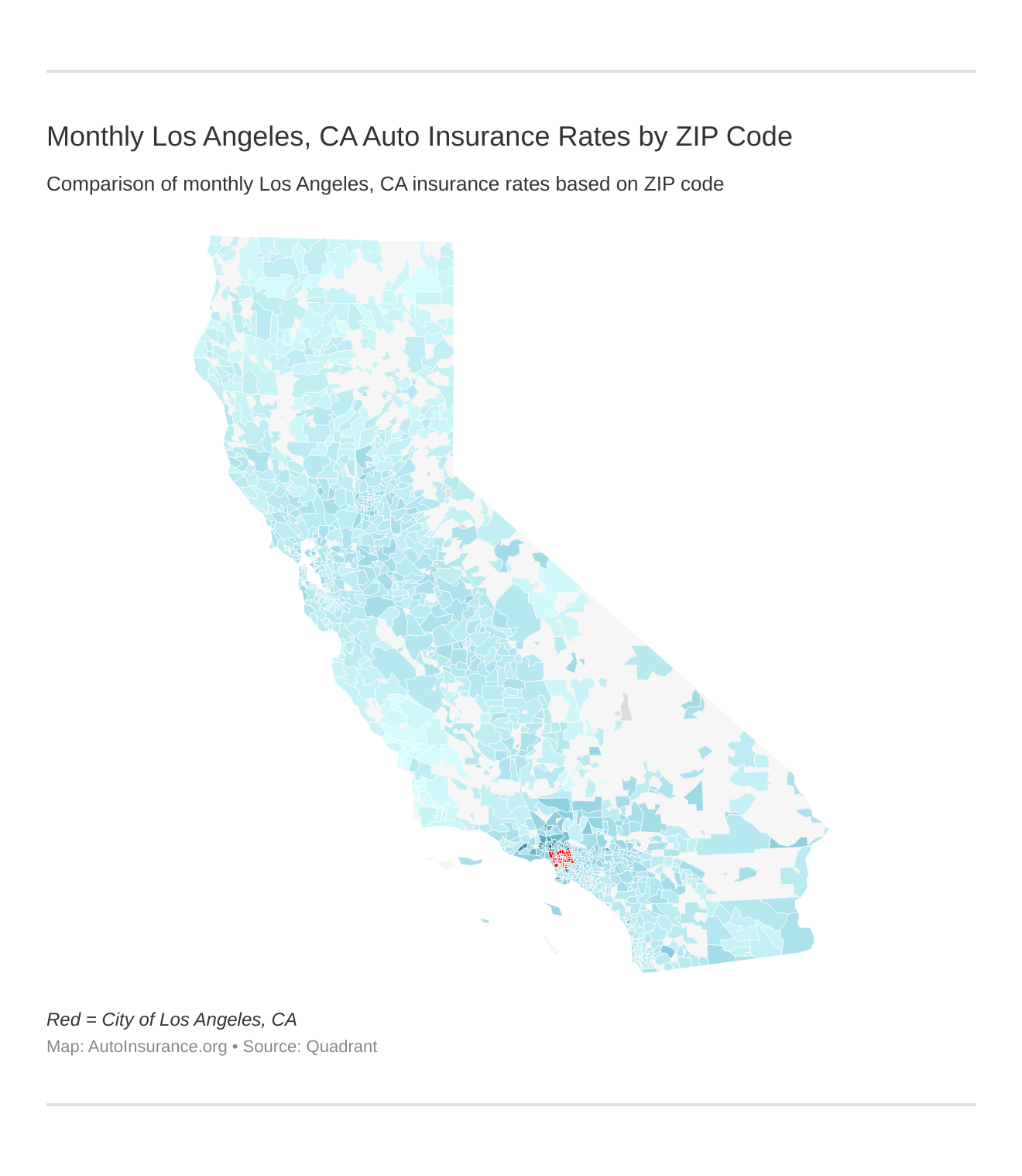 Monthly Los Angeles, CA Auto Insurance Rates by ZIP Code