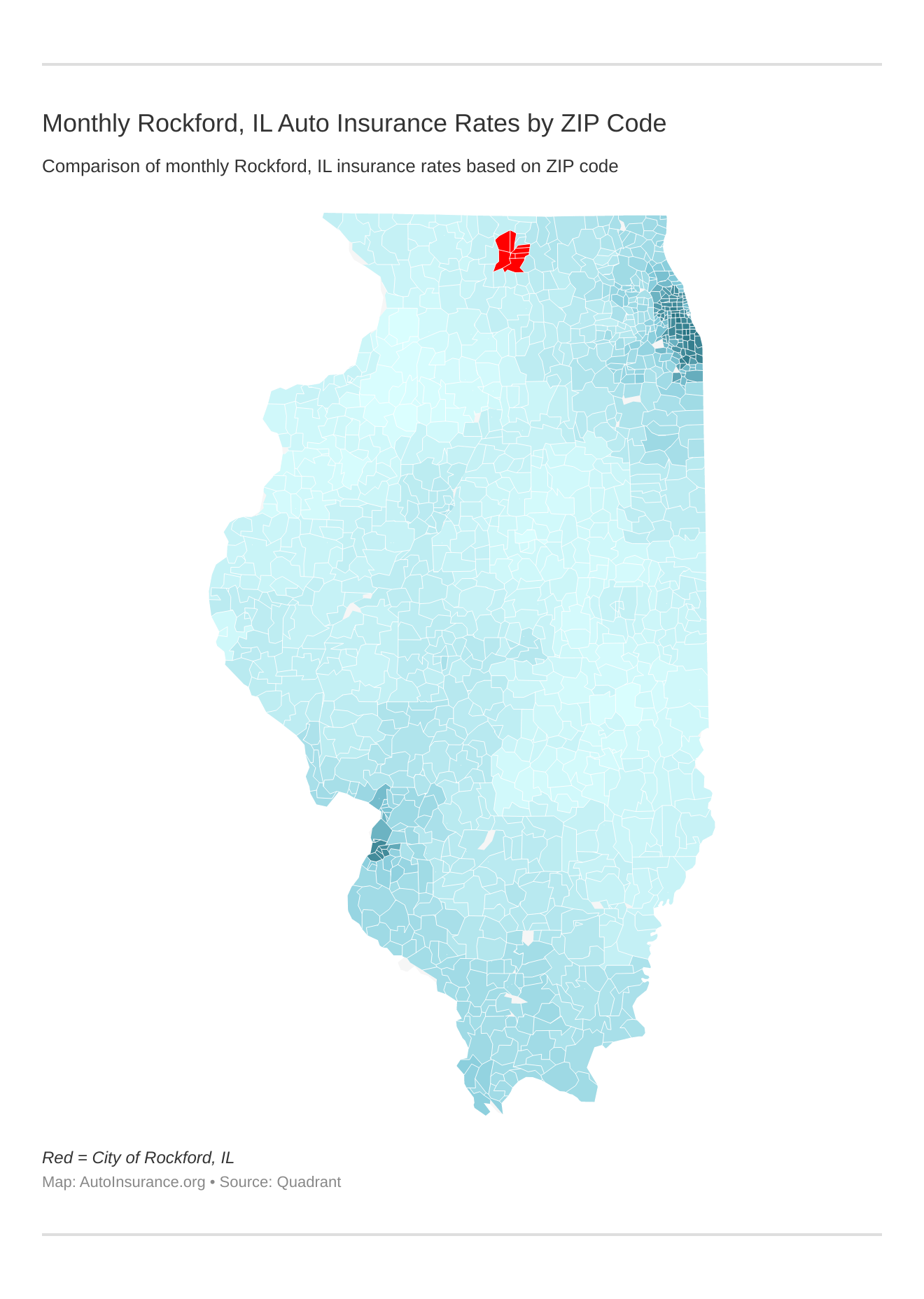 Monthly Rockford, IL Auto Insurance Rates by ZIP Code