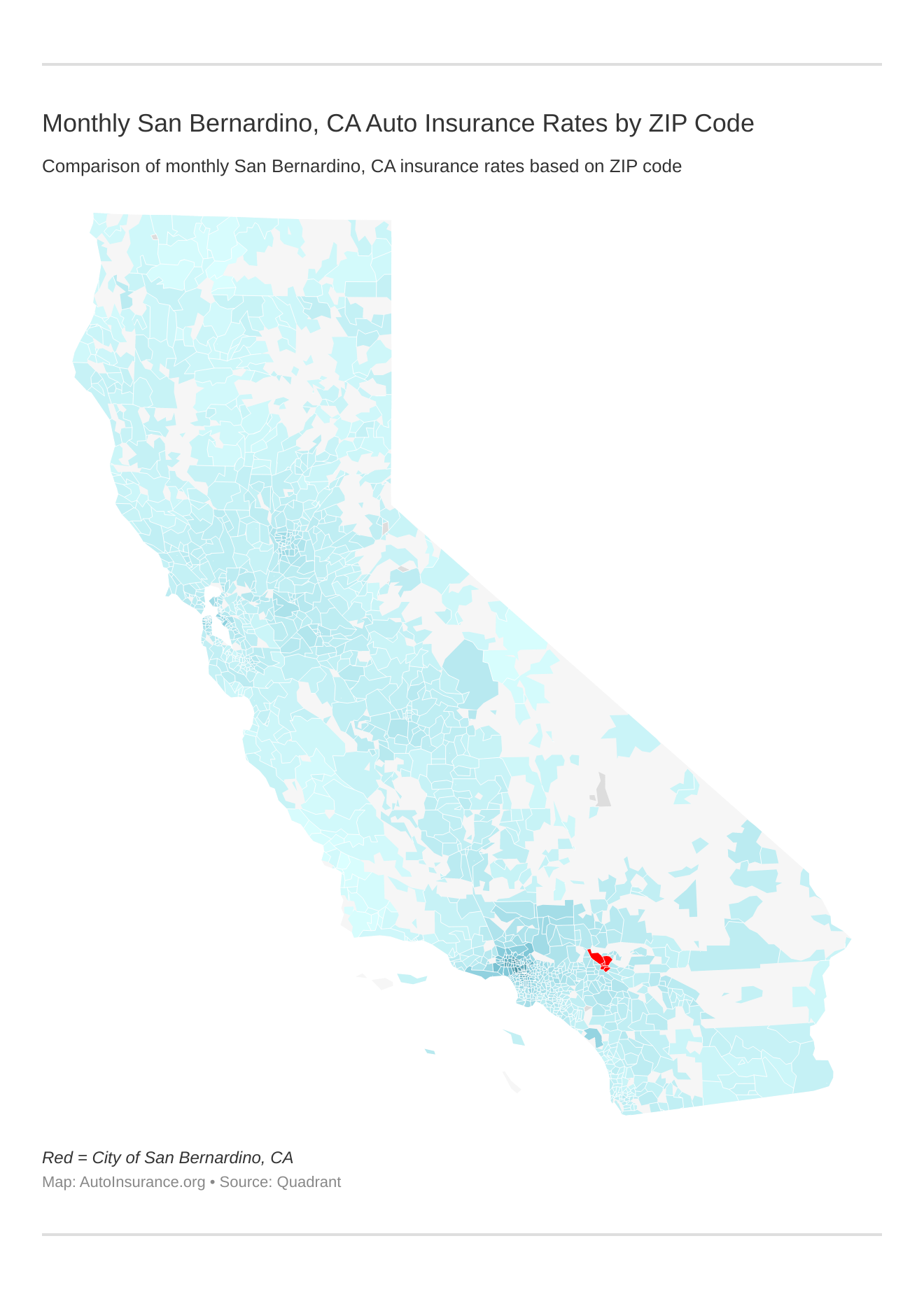 Monthly San Bernardino, CA Auto Insurance Rates by ZIP Code