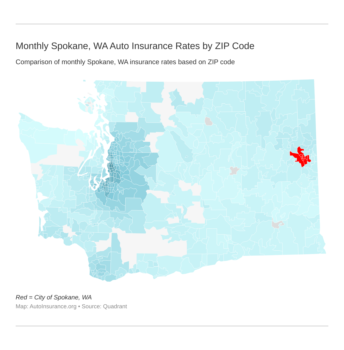 Monthly Spokane, WA Auto Insurance Rates by ZIP Code