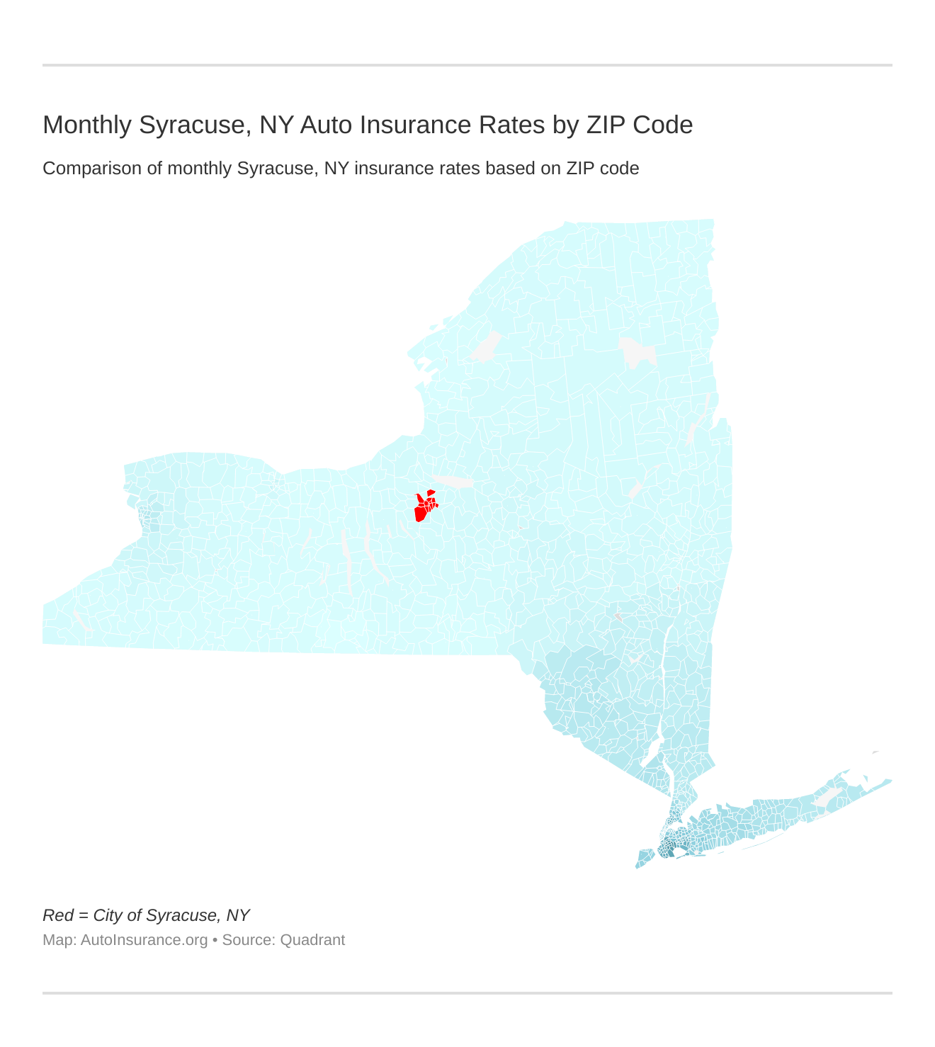 Monthly Syracuse, NY Auto Insurance Rates by ZIP Code