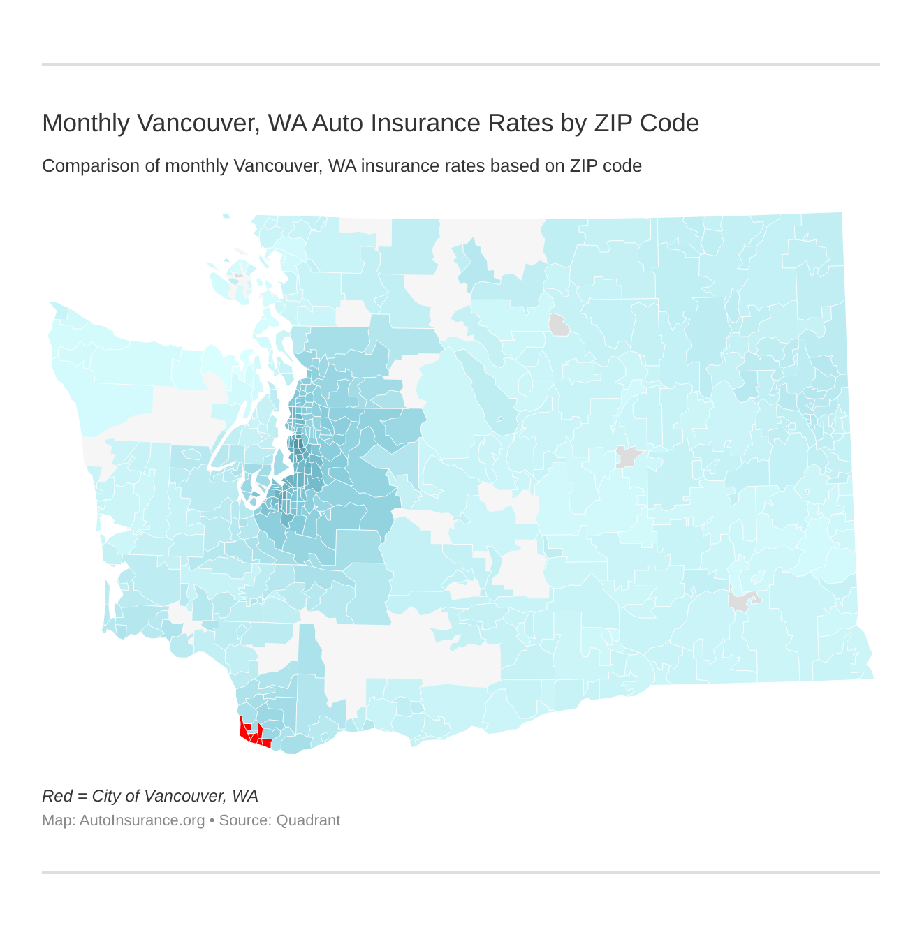 Monthly Vancouver, WA Auto Insurance Rates by ZIP Code
