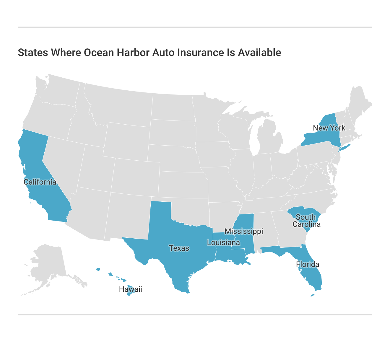 States Where Ocean Harbor Auto Insurance Is Available 