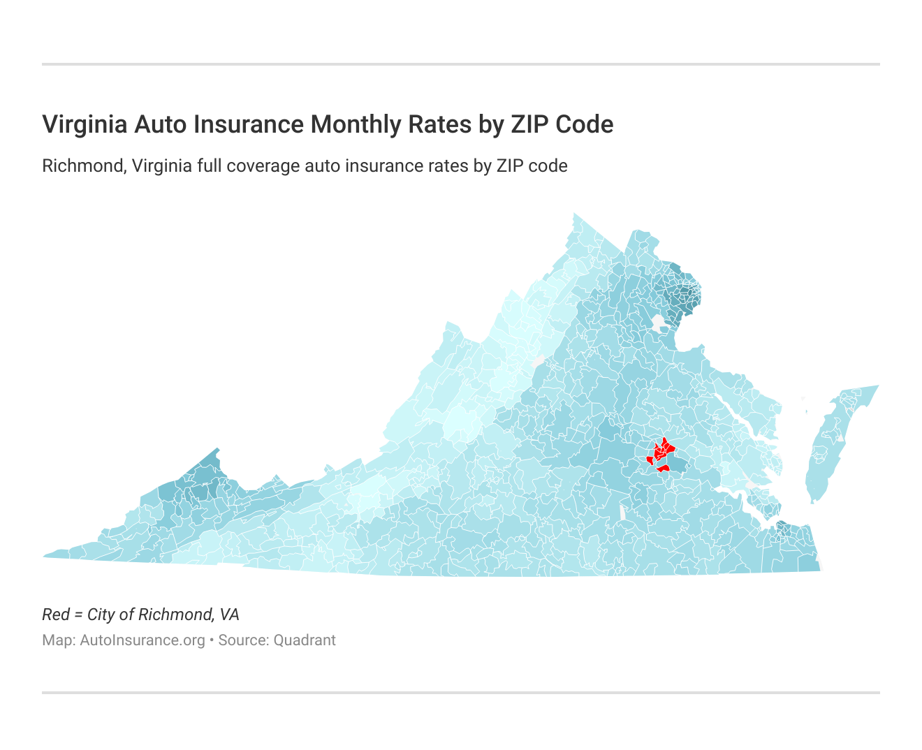 Virginia Auto Insurance Monthly Rates by ZIP Code